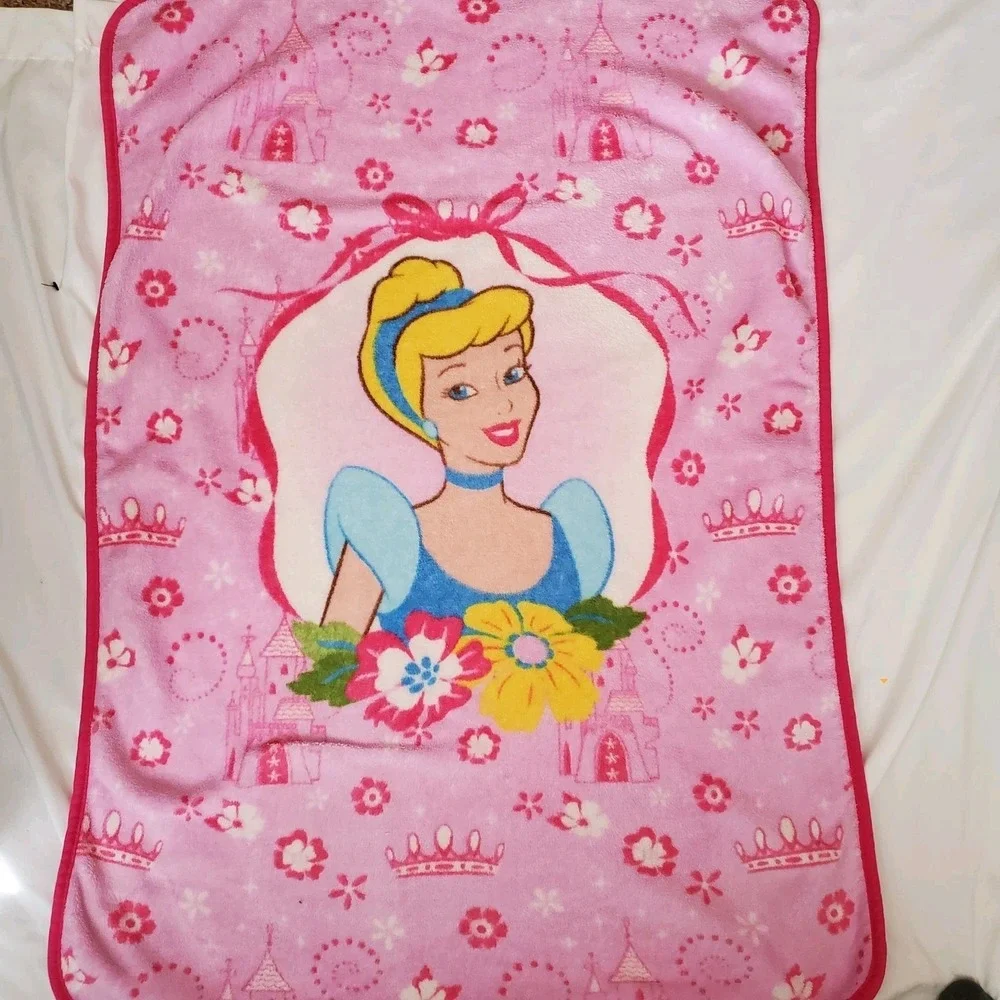 Disney Pink Cinderella‎ Princess Baby Toddler Plush Blanket Vintage